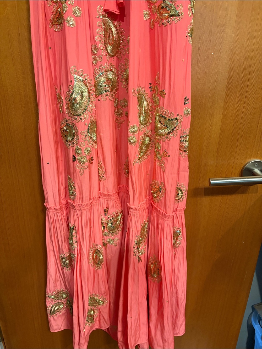 Calypso St. Barth Coral Maxi Dress with Gold Embellishment - Picture 6 of 6